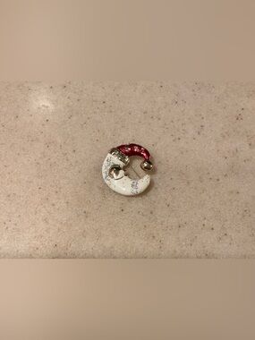 Festive Red and White Crescent Brooch with Gold Accents AAI